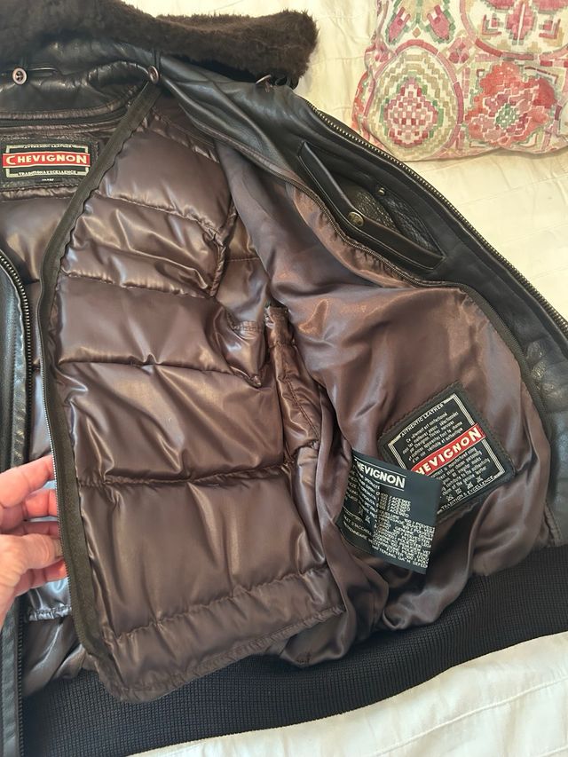 Cazadora de cuero Chevignon marrón