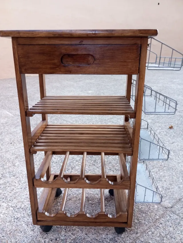 Carrito Auxiliar Madera y Metal