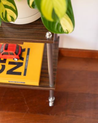 Carrello ausiliario vintage in legno e cromo anni '60