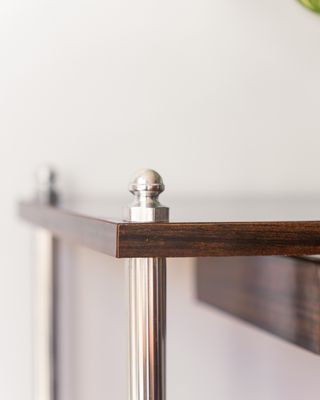 Carrello ausiliario vintage in legno e cromo anni '60