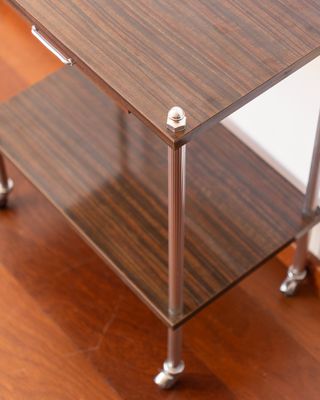 Carrello ausiliario vintage in legno e cromo anni '60