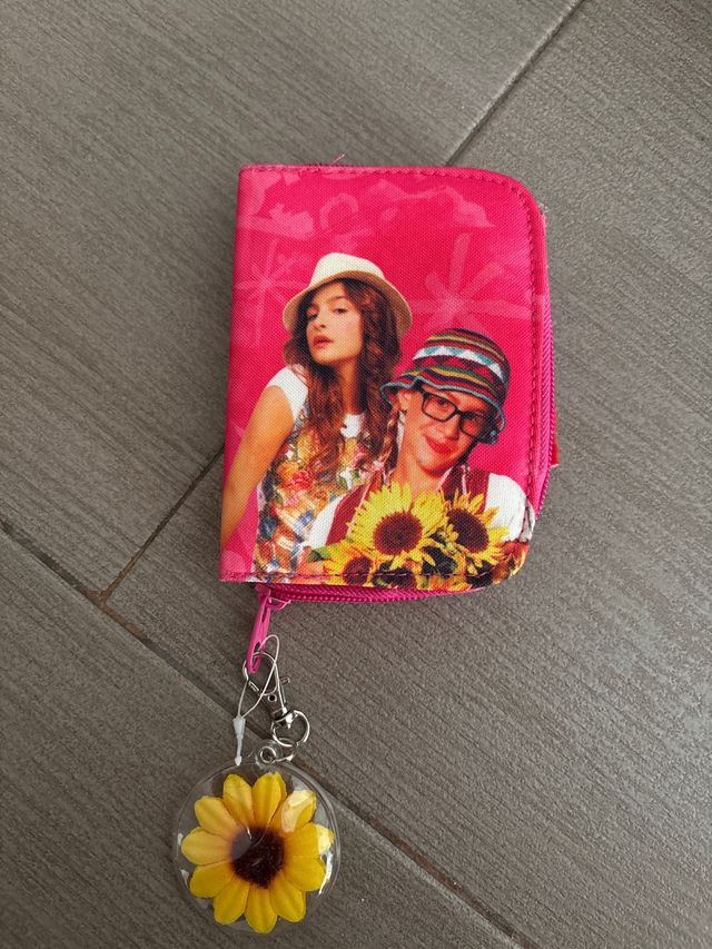Monedero infantil con llavero de girasol