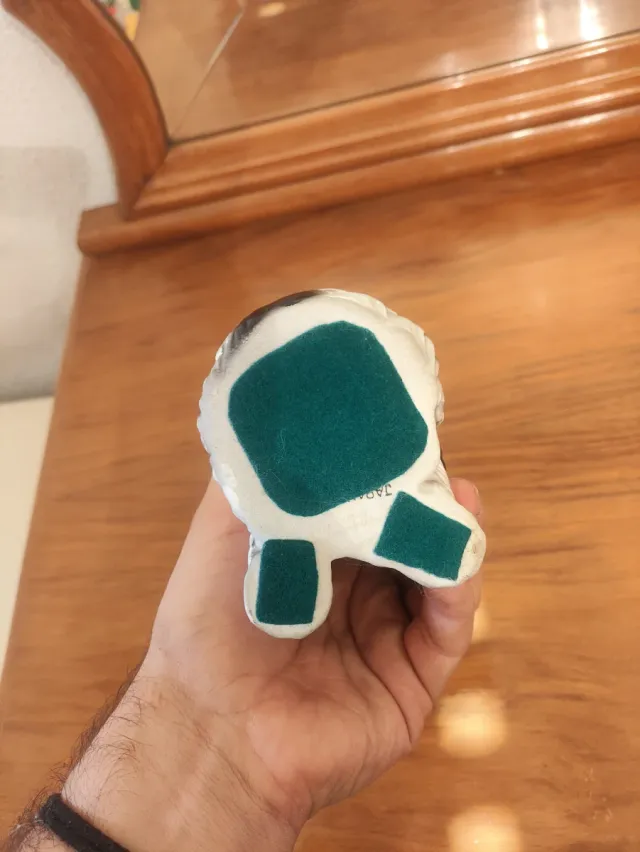 Figura perro cerámica vintage blanco y negro