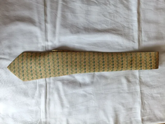 Corbata Hermes Verde y Amarilla