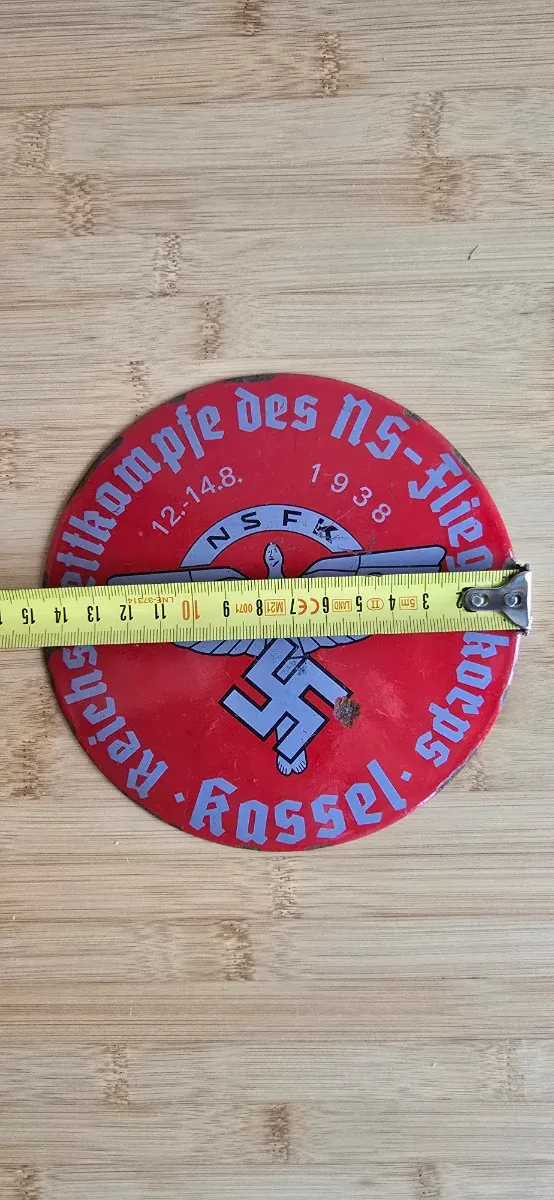 Antiguo Letrero de Esmalte NSFK Tercer Reich