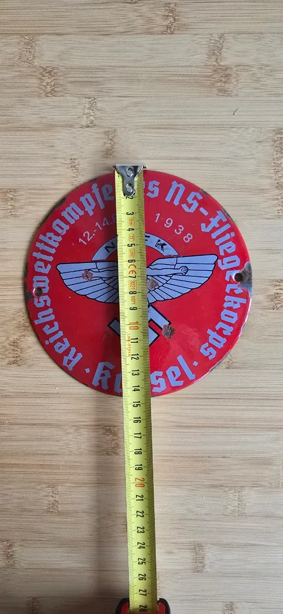 Antiguo Letrero de Esmalte NSFK Tercer Reich