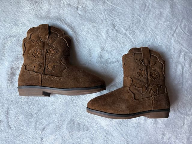 NEW Zara Kids Brown Suede Cowboy / Western Boots