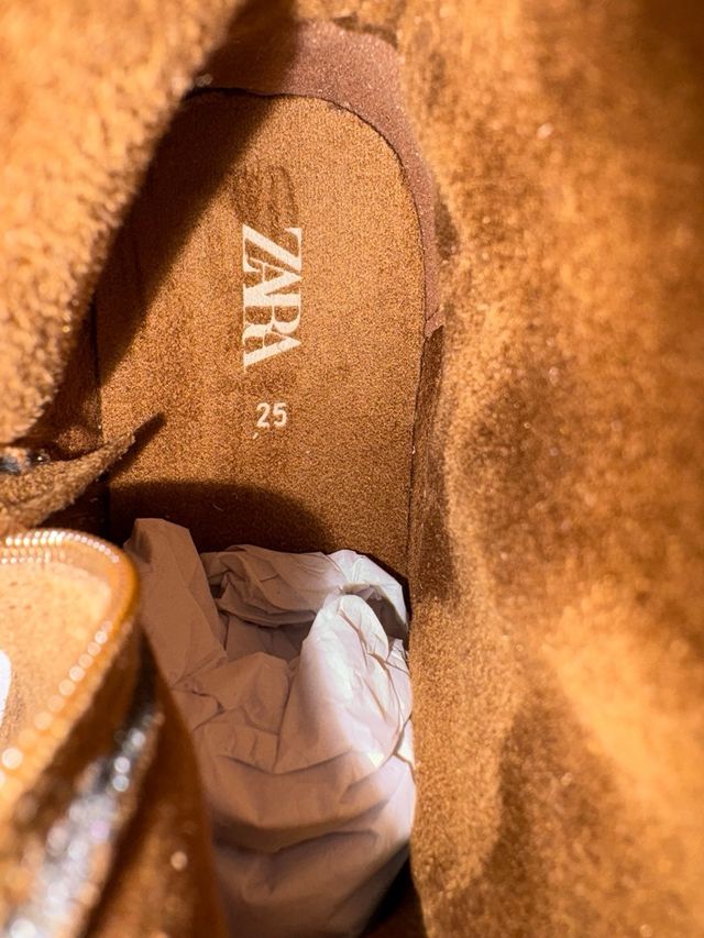 NEW Zara Kids Brown Suede Cowboy / Western Boots