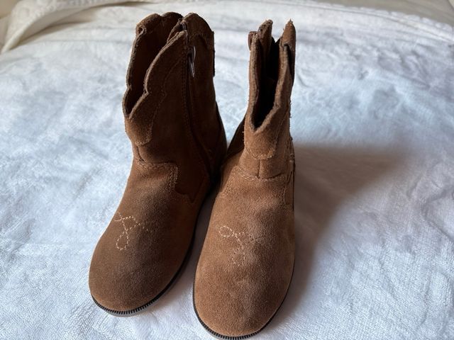NEW Zara Kids Brown Suede Cowboy / Western Boots