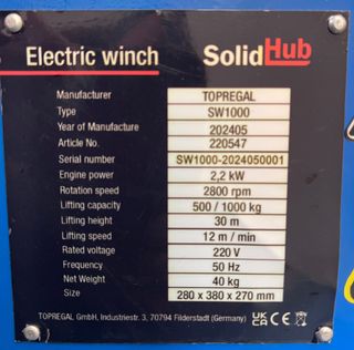 Cabestrante Eléctrico SOLIDHUB SW-1000.