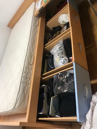 Cama nido 90cm madera con cajones y colchones