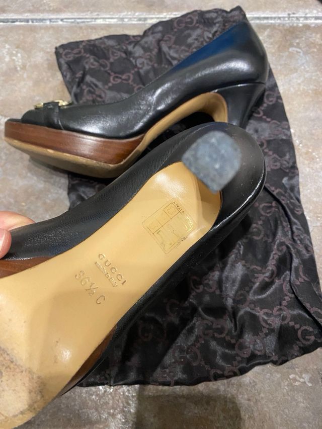 Zapatos Gucci Tacón Madera Peep Toe