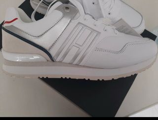 Zapatillas Tommy Hilfiger Mujer Blancas y Plateada