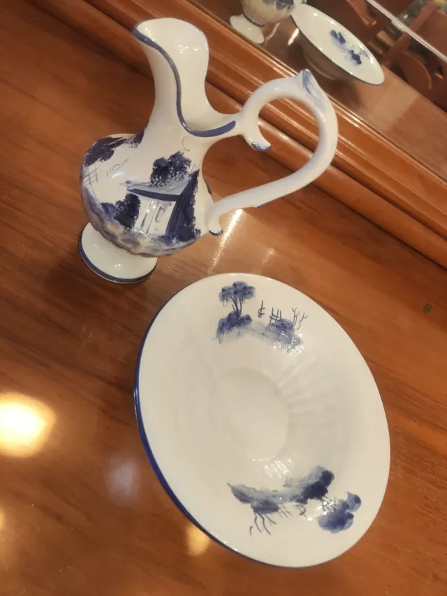 Juego Jarra y Palangana Cerámica Vintage