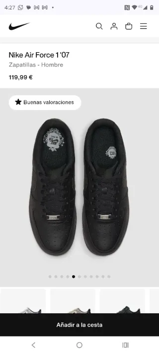 Nike Air Force 1 Hombre Negras