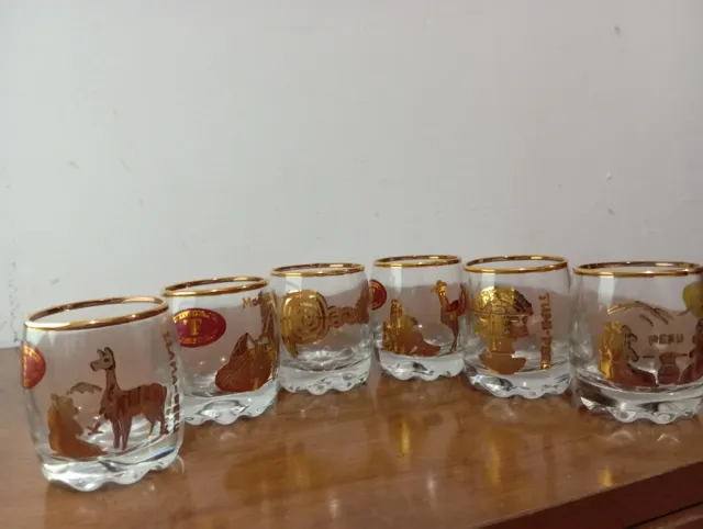 Set 6 Vasos Chupito PERÚ Oro 14k
