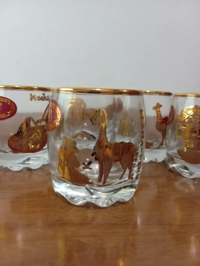 Set 6 Vasos Chupito PERÚ Oro 14k