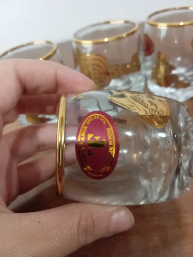 Set 6 Vasos Chupito PERÚ Oro 14k