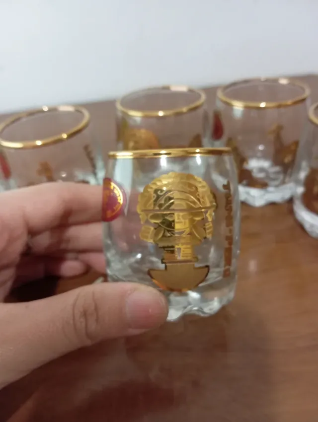 Set 6 Vasos Chupito PERÚ Oro 14k