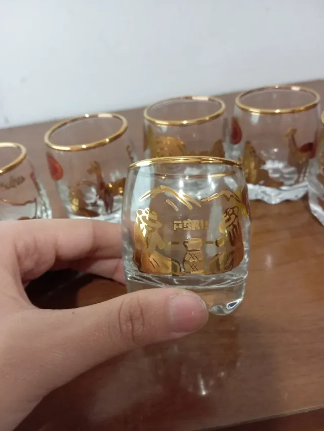 Set 6 Vasos Chupito PERÚ Oro 14k