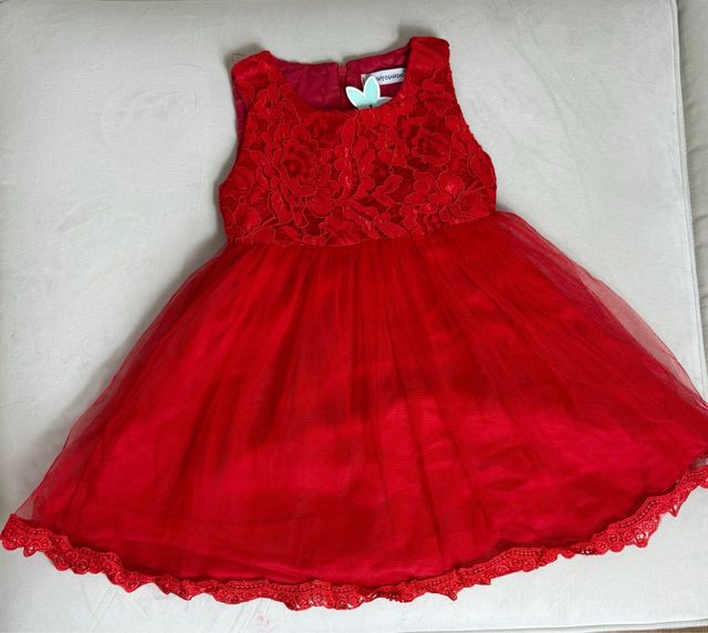 Vestido Festa Menina Bebê 24 Meses Vermelho