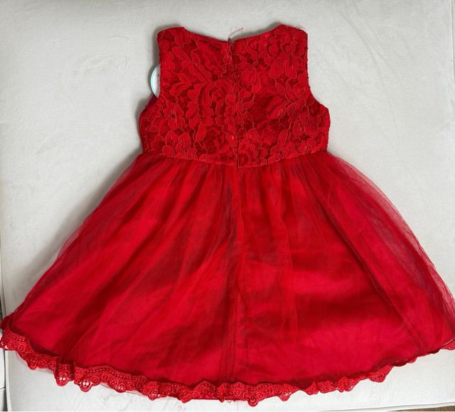 Vestido Festa Menina Bebê 24 Meses Vermelho