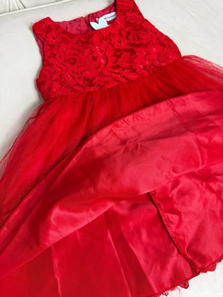 Vestido Festa Menina Bebê 24 Meses Vermelho