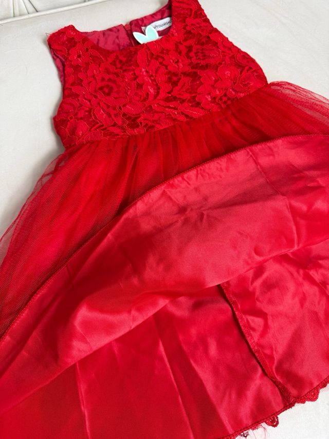 Vestido Festa Menina Bebê 24 Meses Vermelho