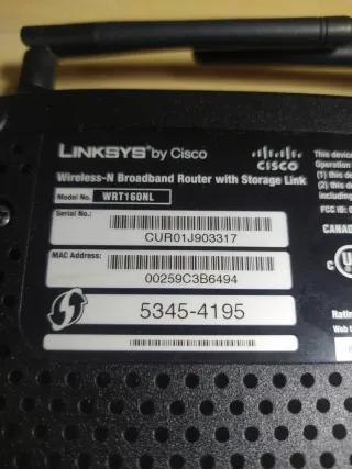 Router Cisco Linksys WRT160NL Inalámbrico