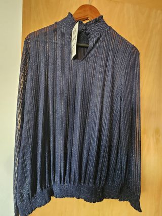 Blusa azul con brillo MS Mode XL (con etiqueta)