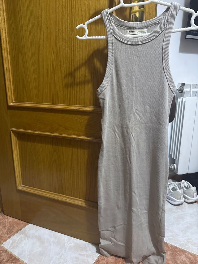 Vestido midi Pull&Bear beige Talla S
