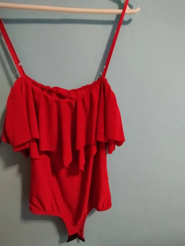 Body Flamenca Rociera Elástico Rojo