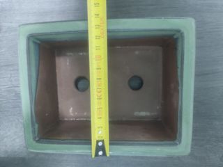 Maceta cerámica bonsai verde y marrón