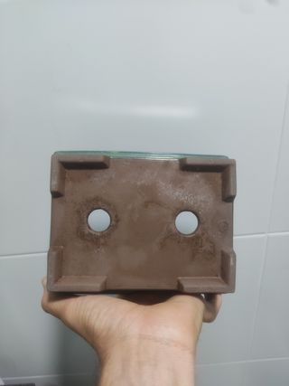 Maceta cerámica bonsai verde y marrón