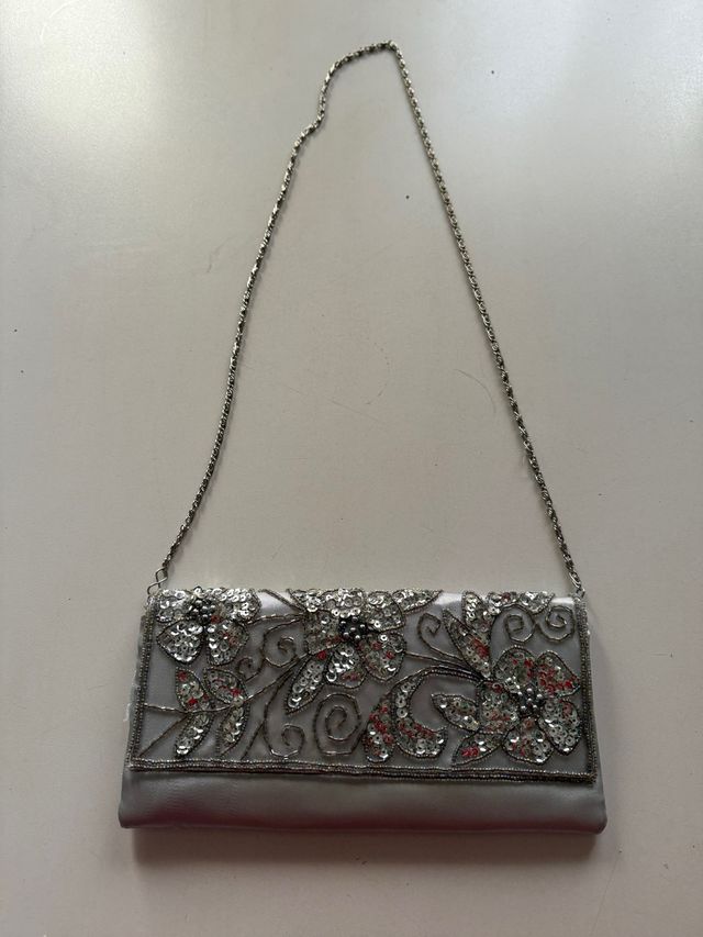 Bolso de fiesta lentejuelas plateado