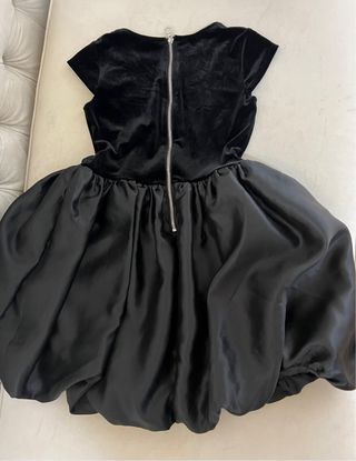 Vestido Preto Cetim e Veludo Rapariga 10 Anos