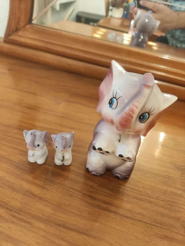 Set 3 elefantes cerámica vintage