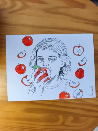 Cuadro niña MANZANAS MARLENE