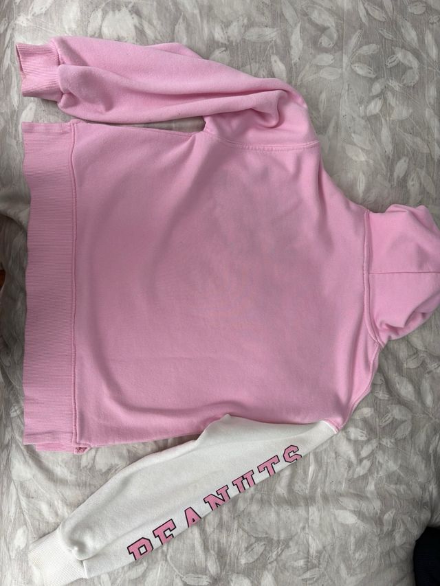 Sudadera de Snoopy , Zara , niña rosa y blanca