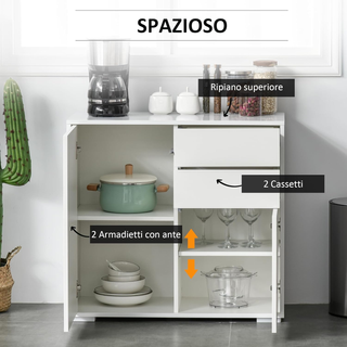 Mobiletto 2 Cassetti e 2 Ante, Apertura a Pression