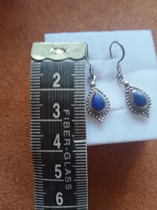 Pendientes plata antiguos con piedra azul