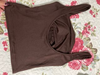 Top donna marrone drappeggiato