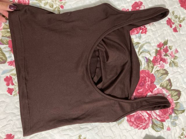 Top donna marrone drappeggiato