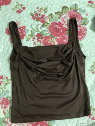 Top donna marrone drappeggiato
