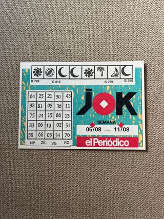 Boleto Jok El Periódico 05/08 - 11/08 año 1990