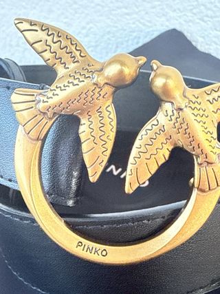 Cintura Pinko con fibbia a doppio uccello oro