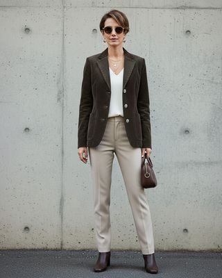 Giacca Donna Velluto a Coste Marrone Taglia M