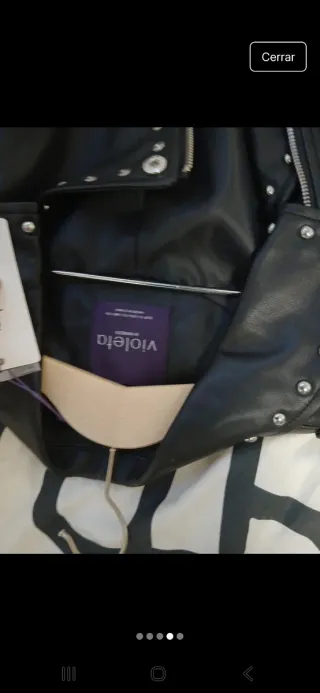 Cazadora Biker Mango Flores Tachuelas