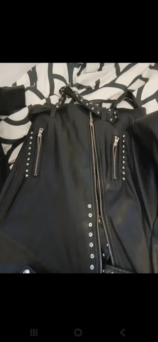 Cazadora Biker Mango Flores Tachuelas