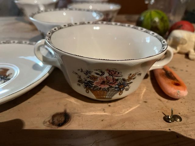 Juego Consomé La Cartuja Cesta Floral